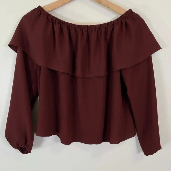 Aritzia  Wilfred Off Shoulder Long Sleeve Morel Blouse - Picture 2 of 12